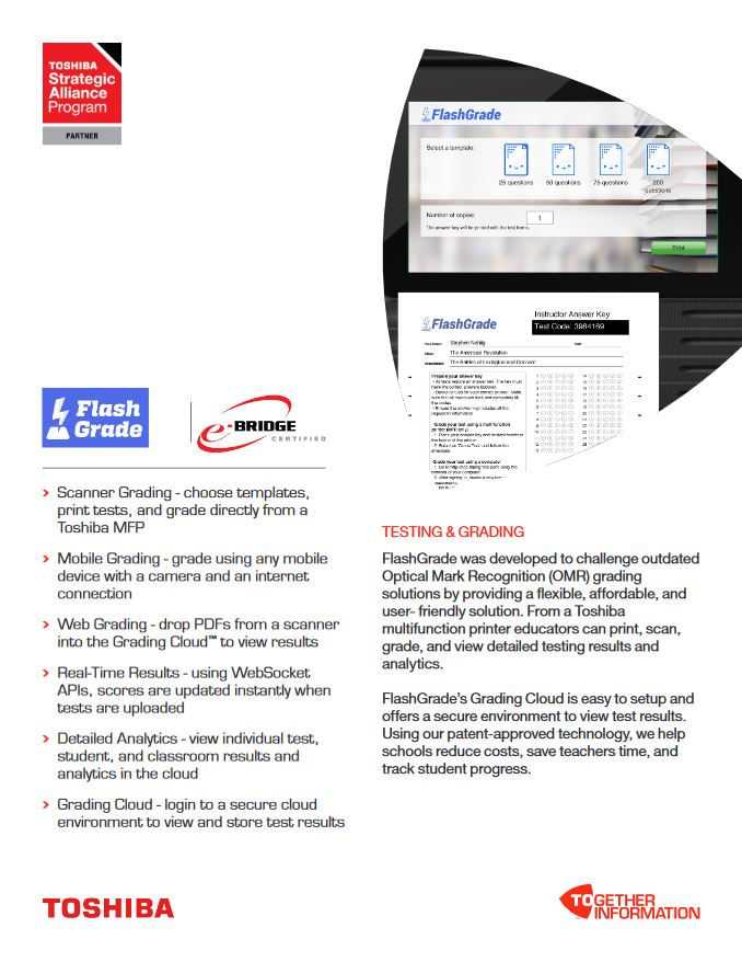 FlashGrade Brochure, Industry Solutions, Vertical Markets, Toshiba, Java Copy Zone, New Orleans, LA, Louisiana, Toshiba, Brother, Dealer, Reseller